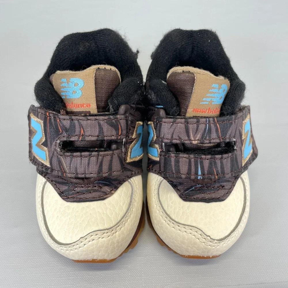 New Balance 574 Infant Shoes Kids Toddler Size 2 EU 17 Brown Strap Sneakers